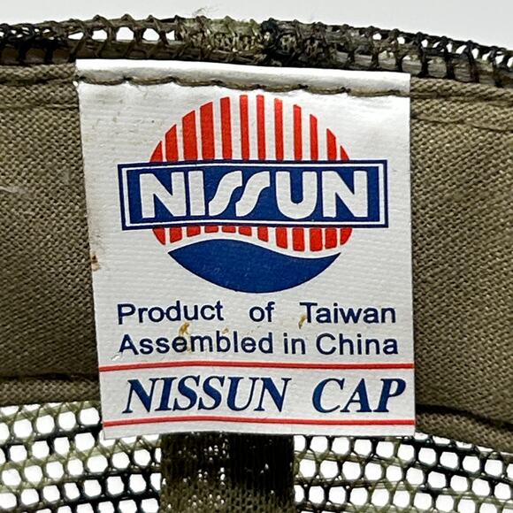 Vintage 90s Pickard Trucking Trucker Hat Baseball Cap Camo Mesh Snapback Green - Picture 8 of 9